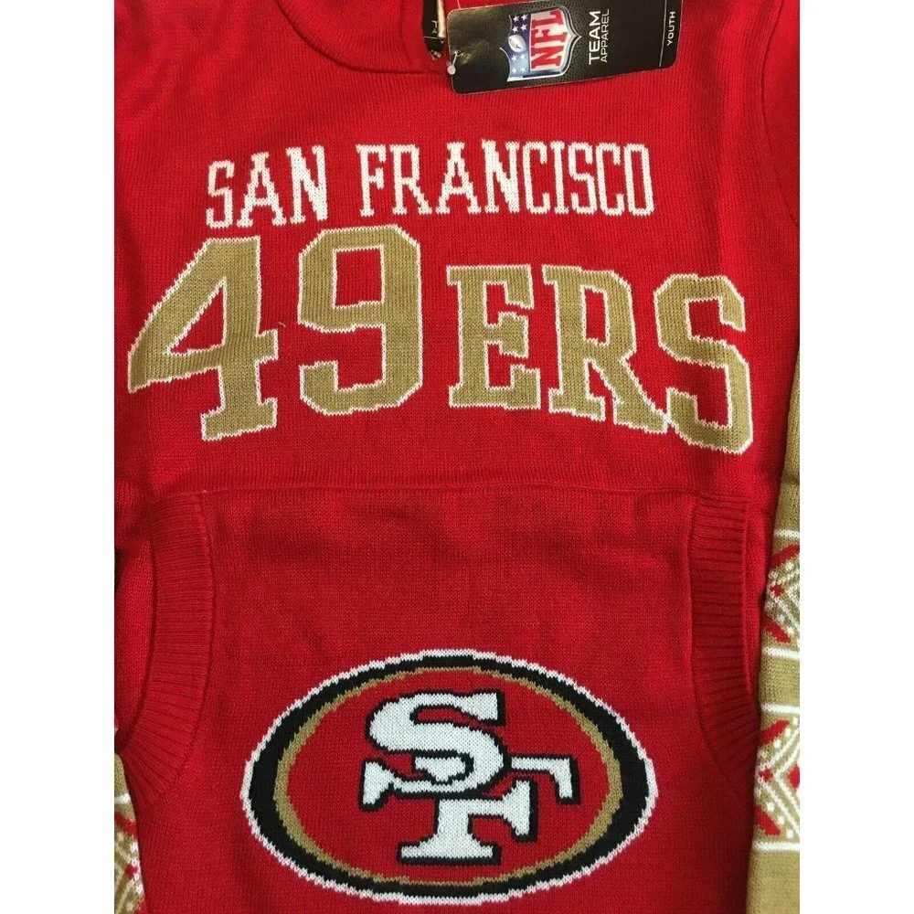 San Francisco 49ers Youth Boys L 14/16 Long Sleeve Hooded Sweatshirt Sweater - Picture 2 of 5